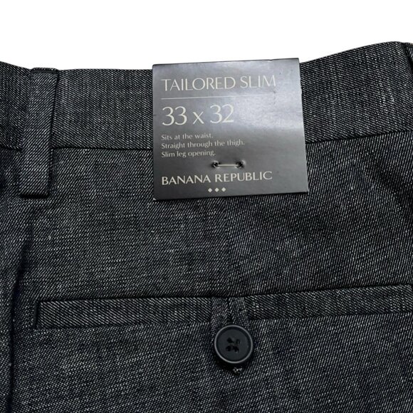 Banana Republic Pants Mens Size 33x32 Tailored Slim Fit Linen Blend Gray NEW - Picture 4 of 5